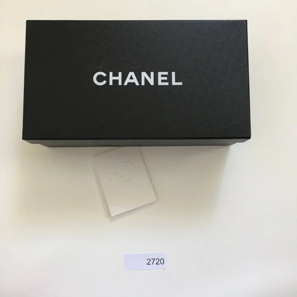 CHANEL Empty Gift Box for Shoes Loafer fits Size 37.5 Black Paper Box with Card